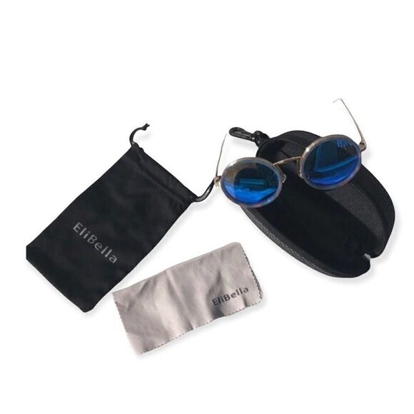 ELIBELLA Retro Blue Round Blue Sunglasses Shades - Picture 1 of 11